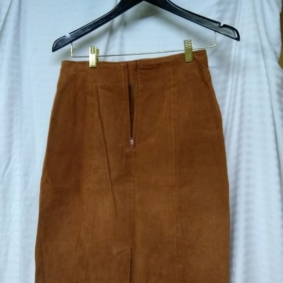 JLC New York Woman Skirt Suit 💯% Suede Leather Rust Cropped Sz- S/ 40" - Picture 8 of 14